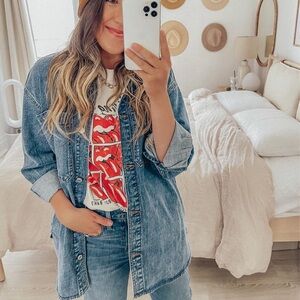 Abercrombie & Fitch Long Shacket Denim Jacket